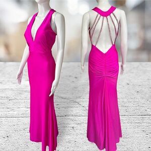Jessica Angel Pink Gown With Jeweled Back